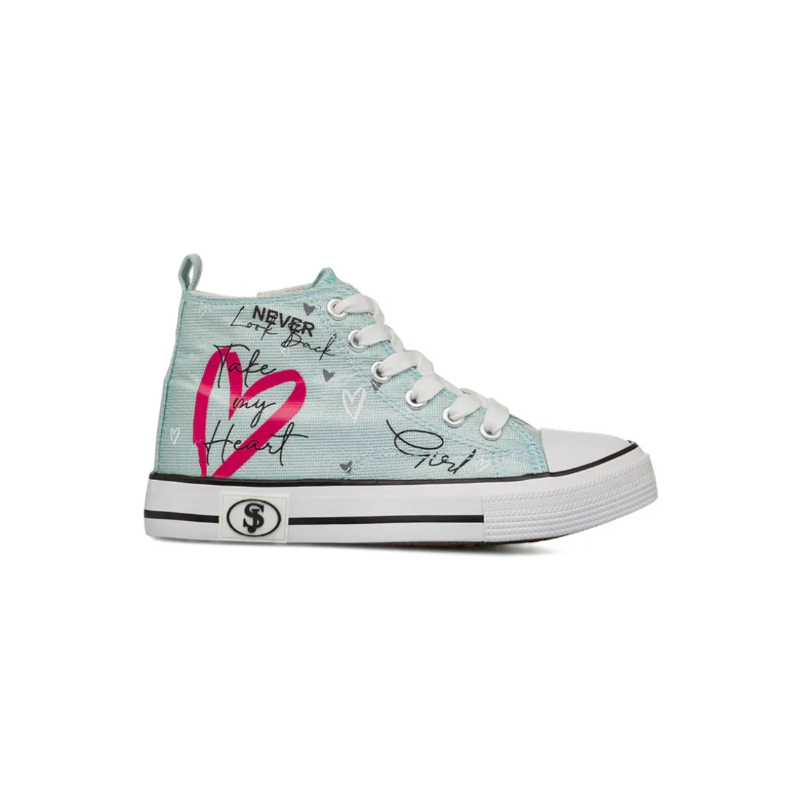 Sneakers alte azzurre da Ragazza con stampa cuore Swish Jeans