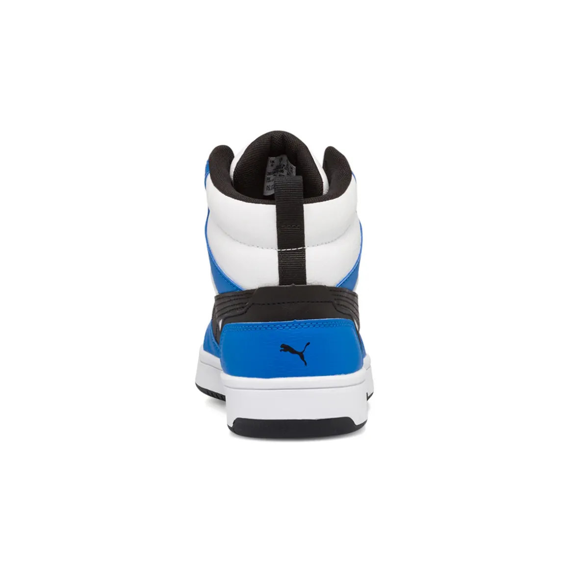 Sneakers alte bianche, blu e nere da ragazzo Puma Rebound V6 Mid Jr