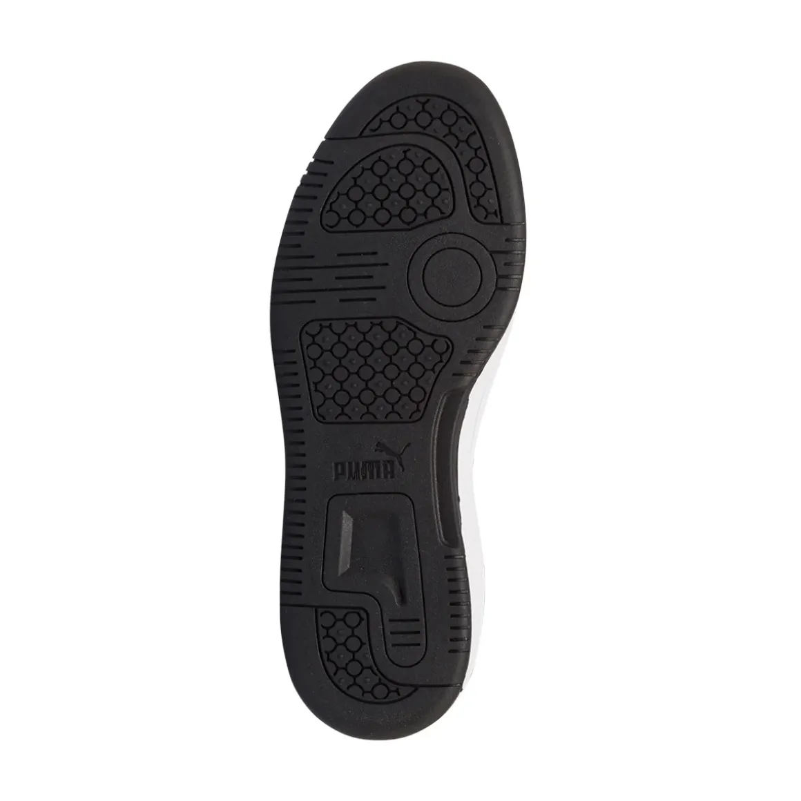 Sneakers alte bianche, blu e nere da ragazzo Puma Rebound V6 Mid Jr