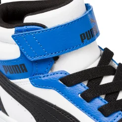 Sneakers alte bianche, blu e nere da bambino Puma Rebound v6 Mid AC+ PS