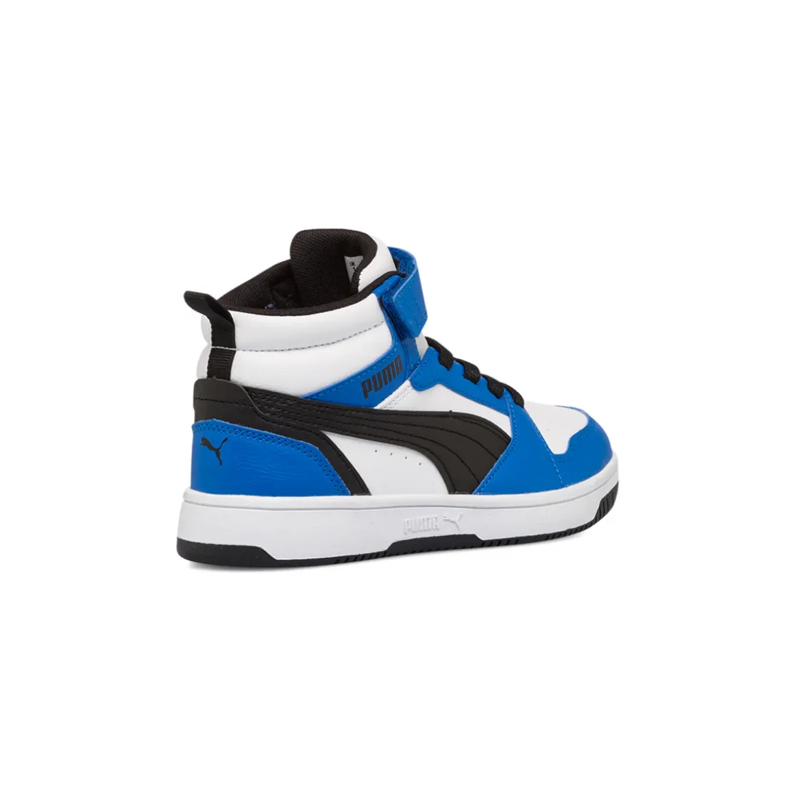 Sneakers alte bianche, blu e nere da bambino Puma Rebound v6 Mid AC+ PS