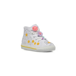 Sneakers alte bianche da Bambina con decorazione fiori Primigi