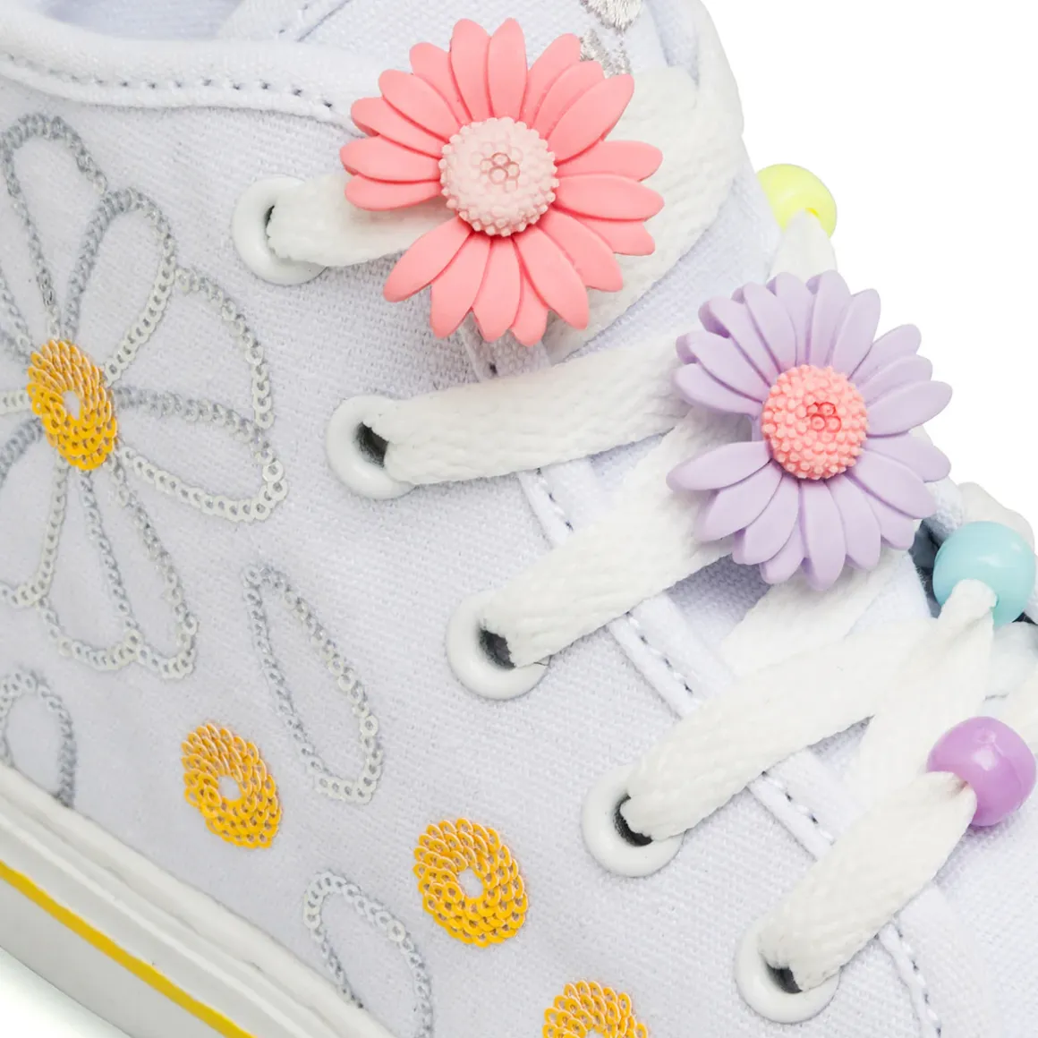 Sneakers alte bianche da Bambina con decorazione fiori Primigi