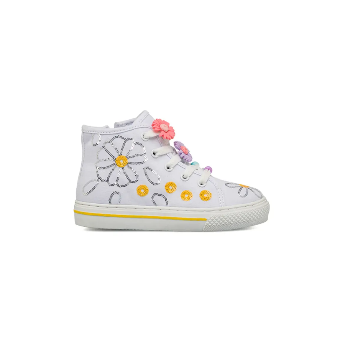 Sneakers alte bianche da Bambina con decorazione fiori Primigi