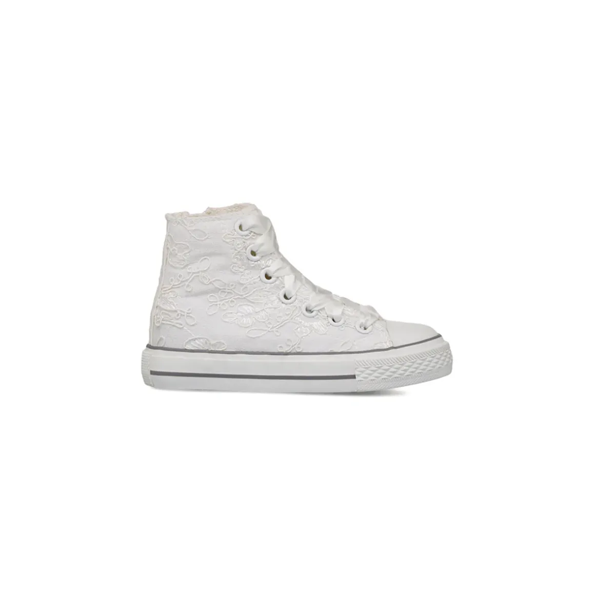 Sneakers alte bianche da Bambina Le scarpe di Alice con ricami floreali