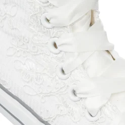 Sneakers alte bianche da Bambina Le scarpe di Alice con ricami floreali