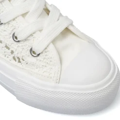 Sneakers alte bianche da Ragazza in tessuto effetto pizzo Dieci Baci