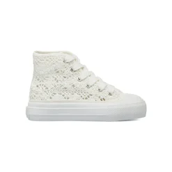 Sneakers alte bianche da Ragazza in tessuto effetto pizzo Dieci Baci
