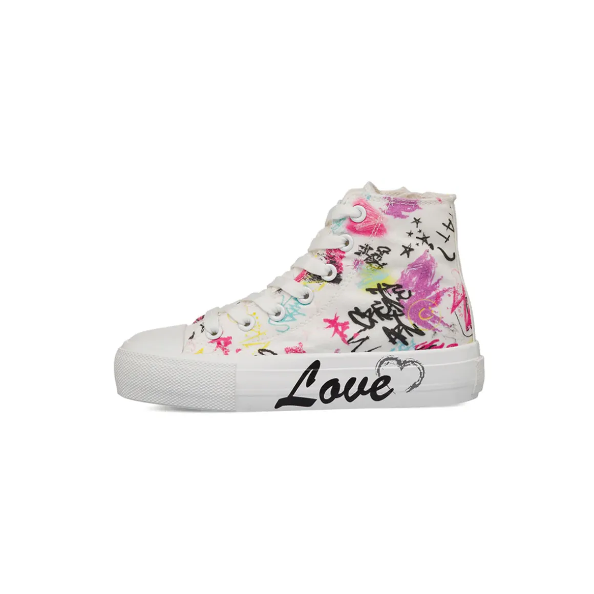 Sneakers alte bianche da Ragazza con stampa graffiti Dieci Baci