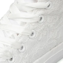 Sneakers alte bianche da Ragazza in pizzo e chiusura con lacci Dieci Baci