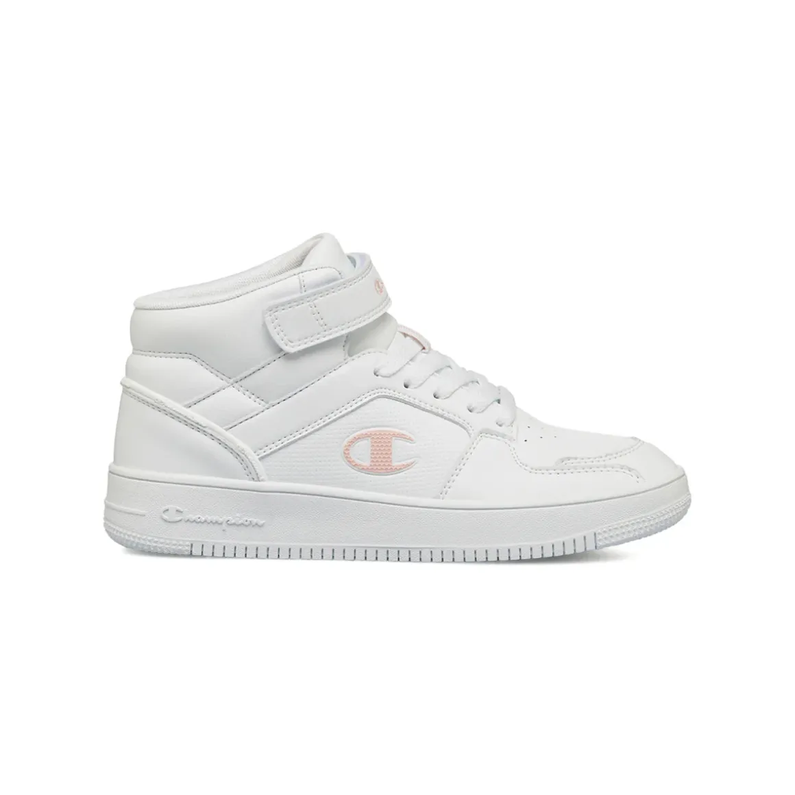 Sneakers alte bianche da Ragazza con logo rosa Champion Mid 2.0