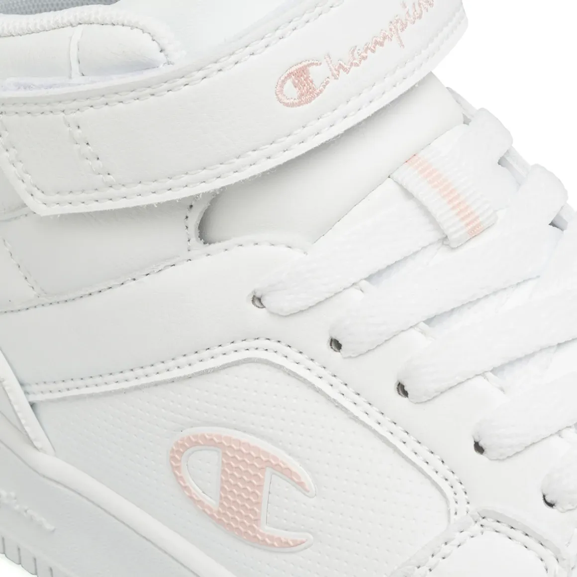 Sneakers alte bianche da Ragazza con logo rosa Champion Mid 2.0