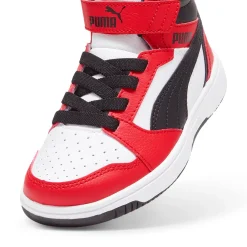 Sneakers alte bianche, rosse e nere da bambino Puma Rebound v6 Mid AC+ PS
