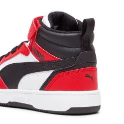Sneakers alte bianche, rosse e nere da bambino Puma Rebound v6 Mid AC+ PS