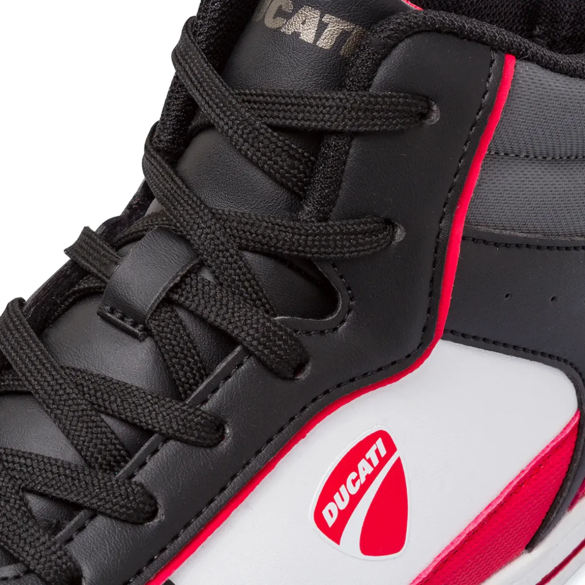 Sneakers alte bicolore nere da Bambino con logo laterale Ducati