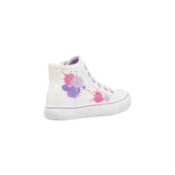 Sneakers alte da bambina Kappa in tela bianche con stampa splash e zip