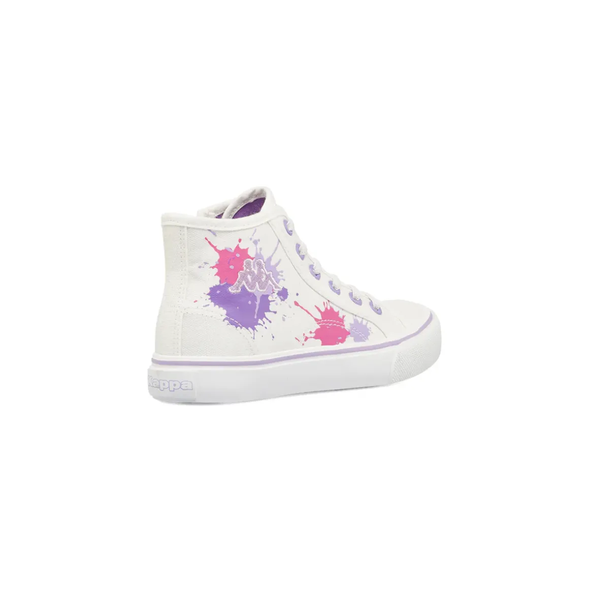 Sneakers alte da bambina Kappa in tela bianche con stampa splash e zip
