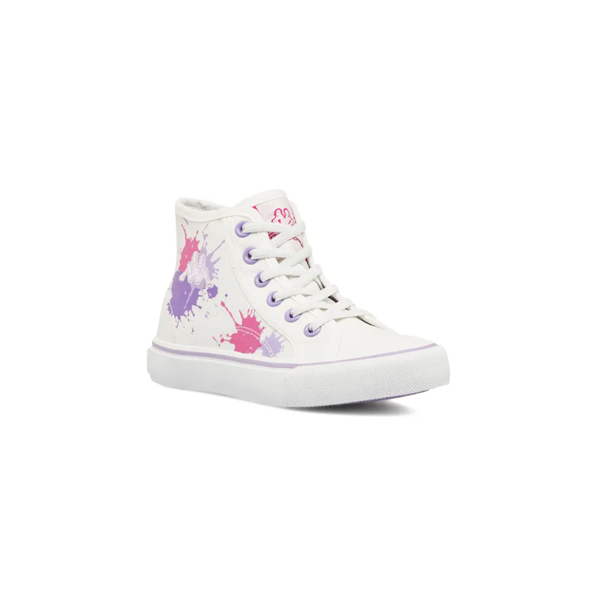 Sneakers alte da bambina Kappa in tela bianche con stampa splash e zip