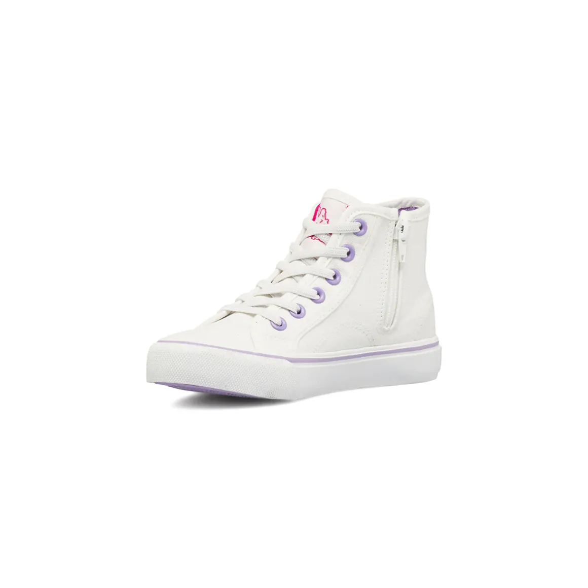 Sneakers alte da bambina Kappa in tela bianche con stampa splash e zip