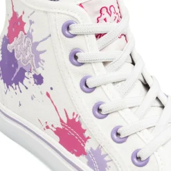 Sneakers alte da bambina Kappa in tela bianche con stampa splash e zip