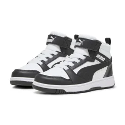 Sneakers alte da bambino bianche con dettagli neri e grigi Puma Rebound V6