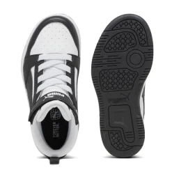 Sneakers alte da bambino bianche con dettagli neri e grigi Puma Rebound V6