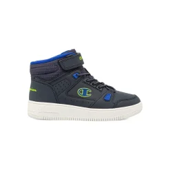 Sneakers alte da bambino blu Champion con dettagli neon e strappo
