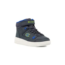 Sneakers alte da bambino blu Champion con dettagli neon e strappo