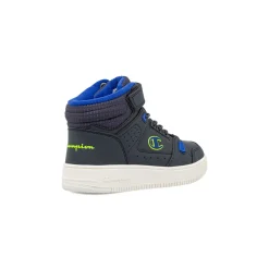 Sneakers alte da bambino blu Champion con dettagli neon e strappo