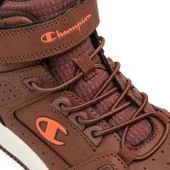 Sneakers alte da bambino Champion marroni con strappo in velcro