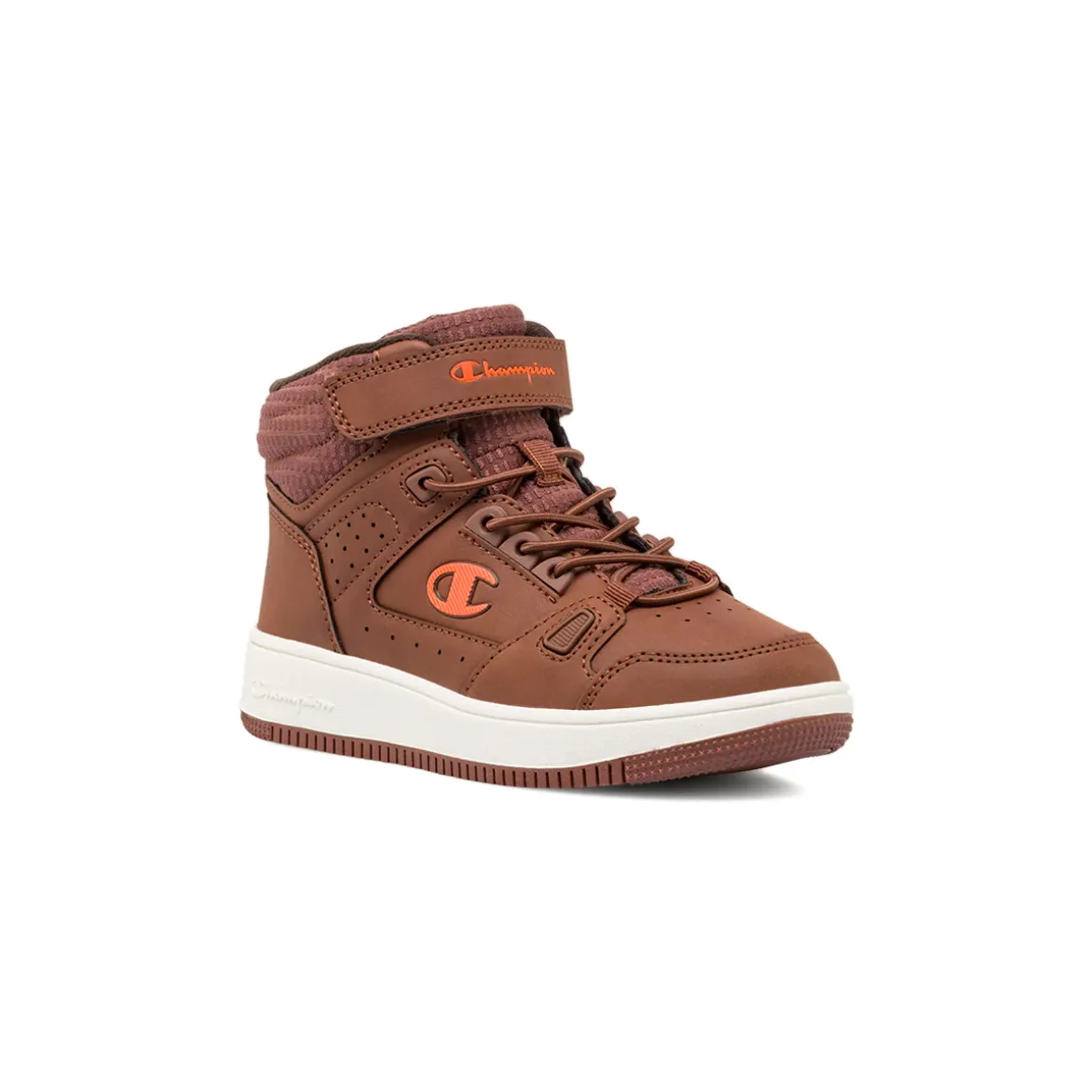 Sneakers alte da bambino Champion marroni con strappo in velcro