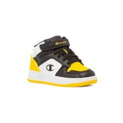 Sneakers alte da bambino nere con dettagli gialli Champion