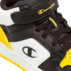 Sneakers alte da bambino nere con dettagli gialli Champion
