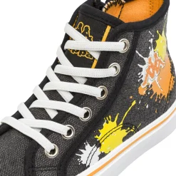 Sneakers alte da bambino nere Kappa in tessuto con inserti arancioni