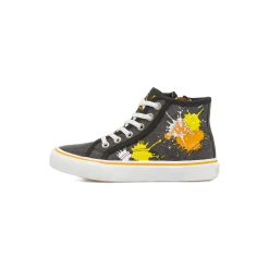 Sneakers alte da bambino nere Kappa in tessuto con inserti arancioni