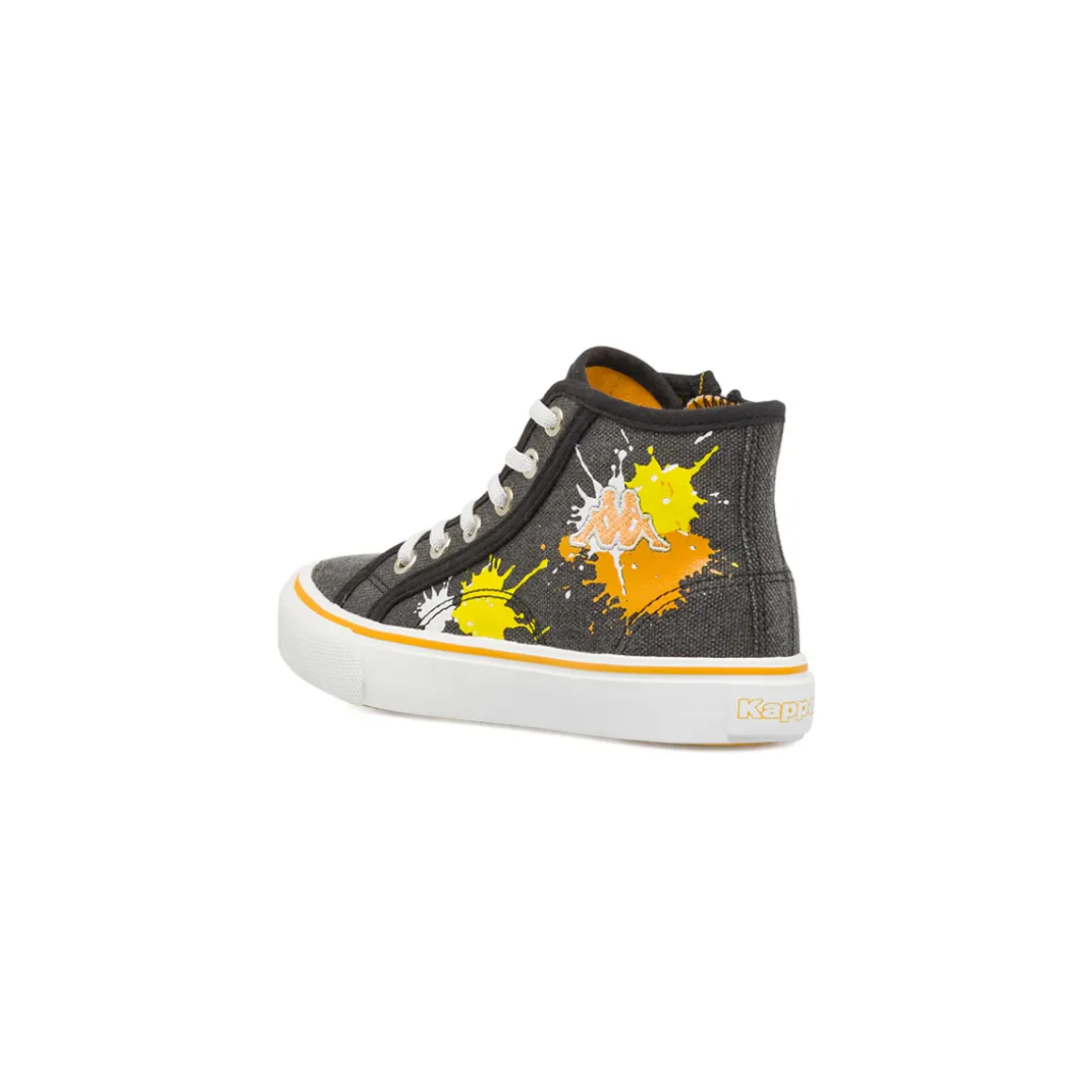 Sneakers alte da bambino nere Kappa in tessuto con inserti arancioni