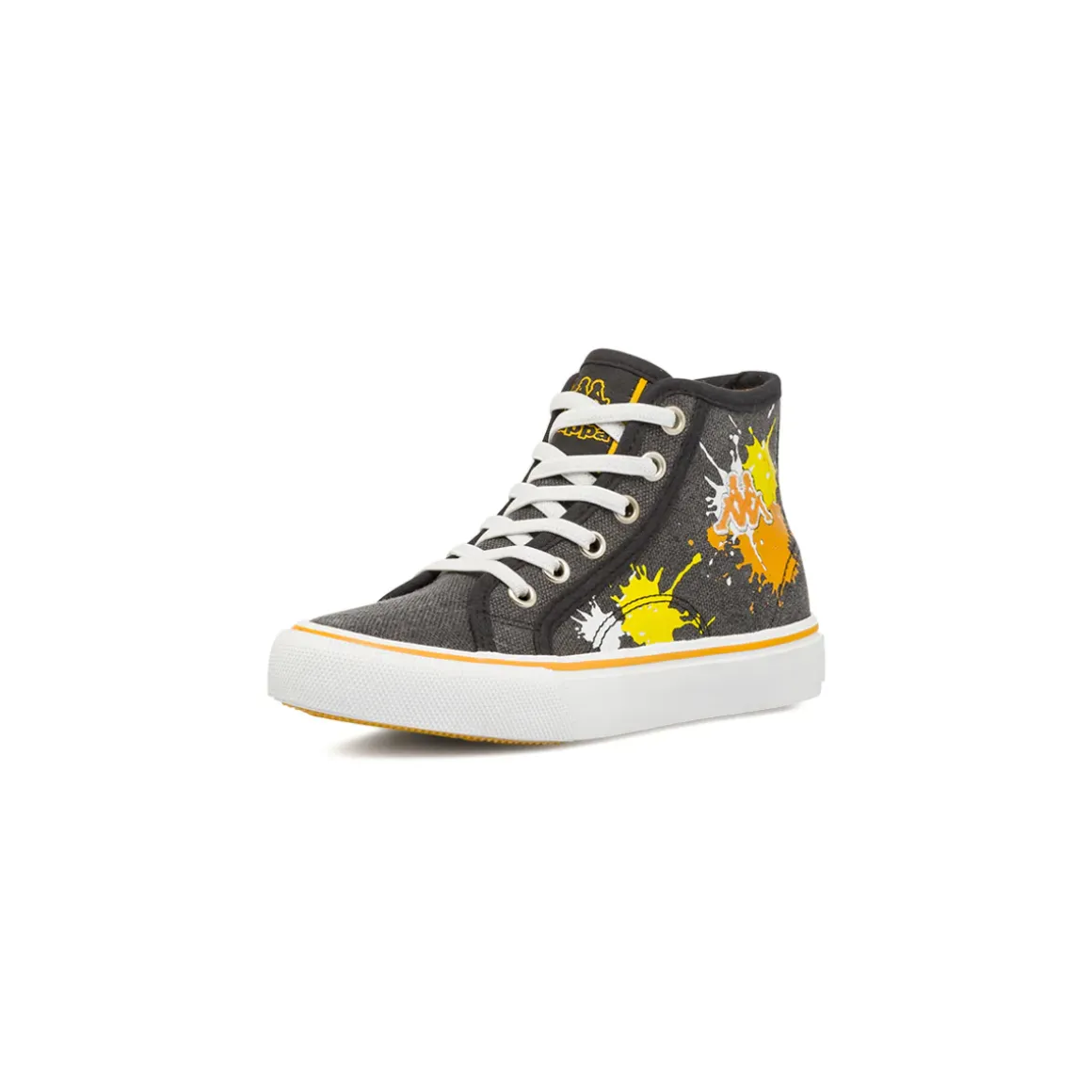 Sneakers alte da bambino nere Kappa in tessuto con inserti arancioni