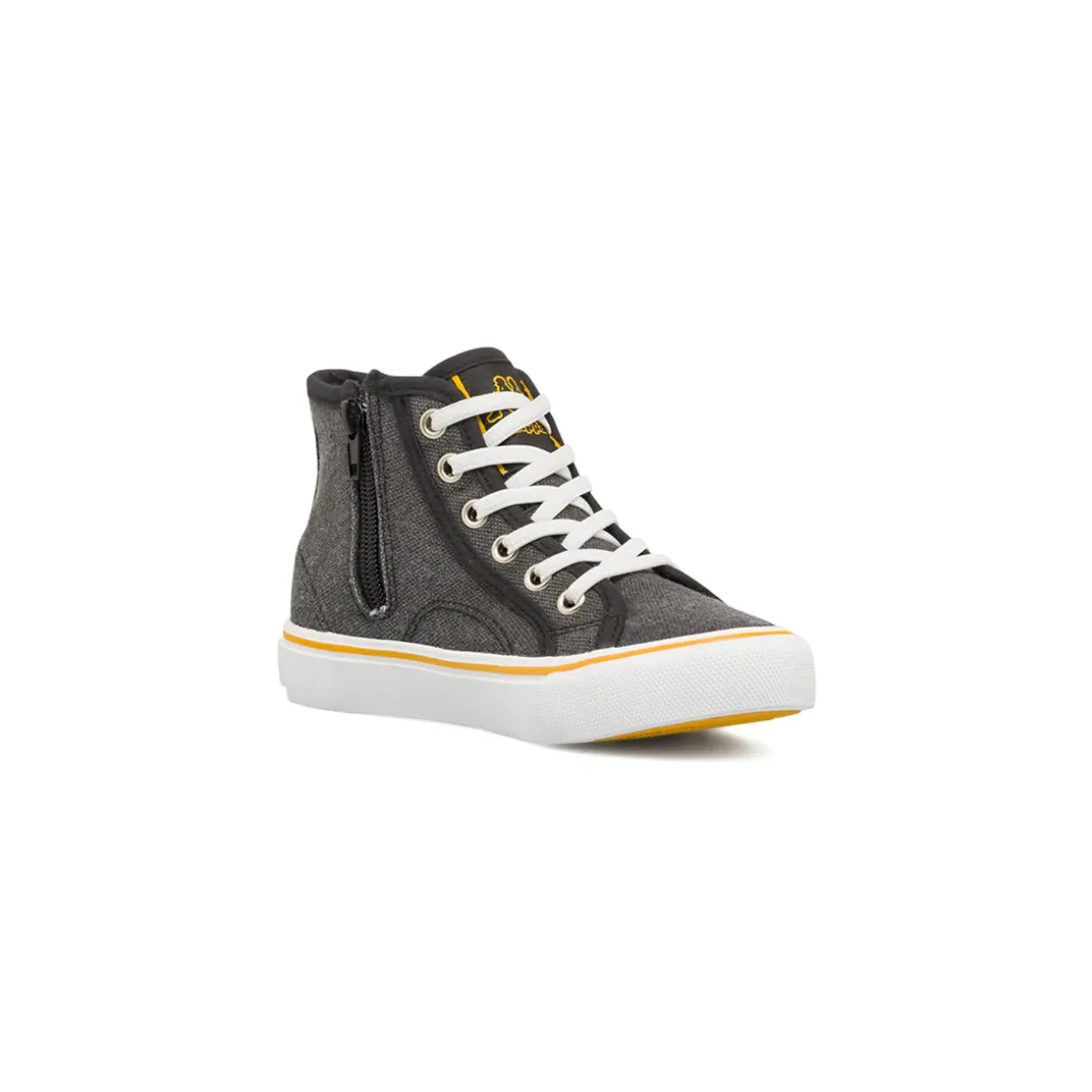 Sneakers alte da bambino nere Kappa in tessuto con inserti arancioni