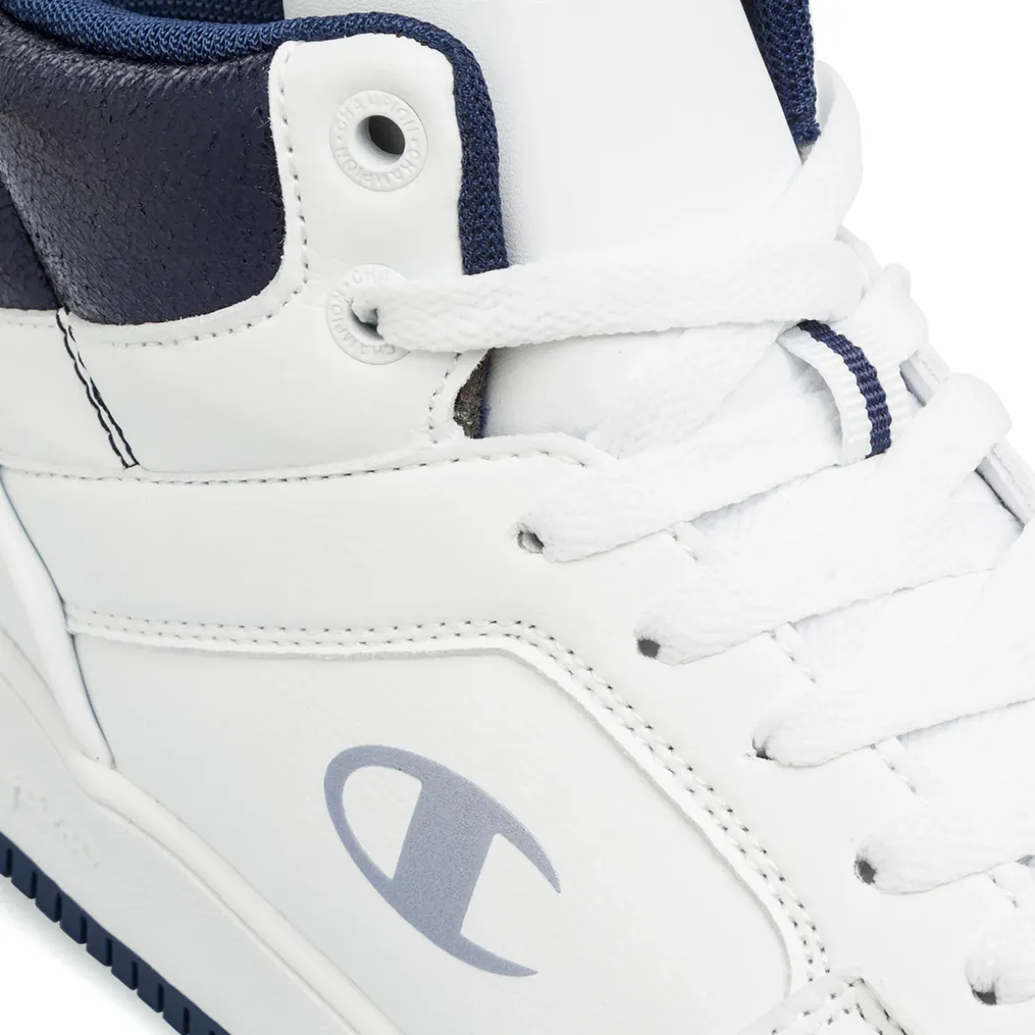 Sneakers alte da donna bianche con dettagli blu Champion Mid Foil