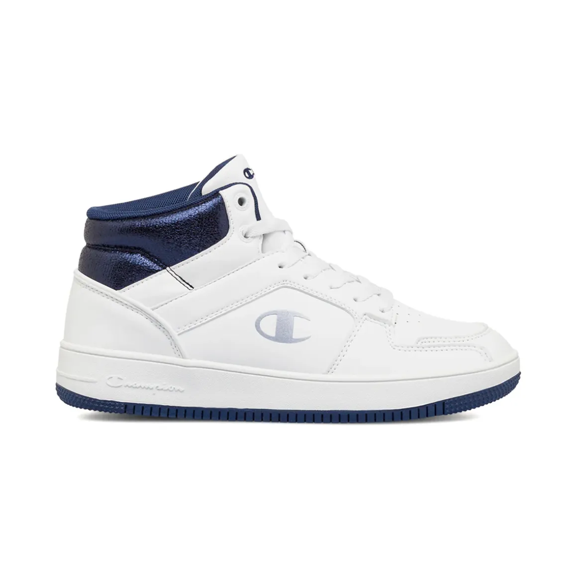 Sneakers alte da donna bianche con dettagli blu Champion Mid Foil