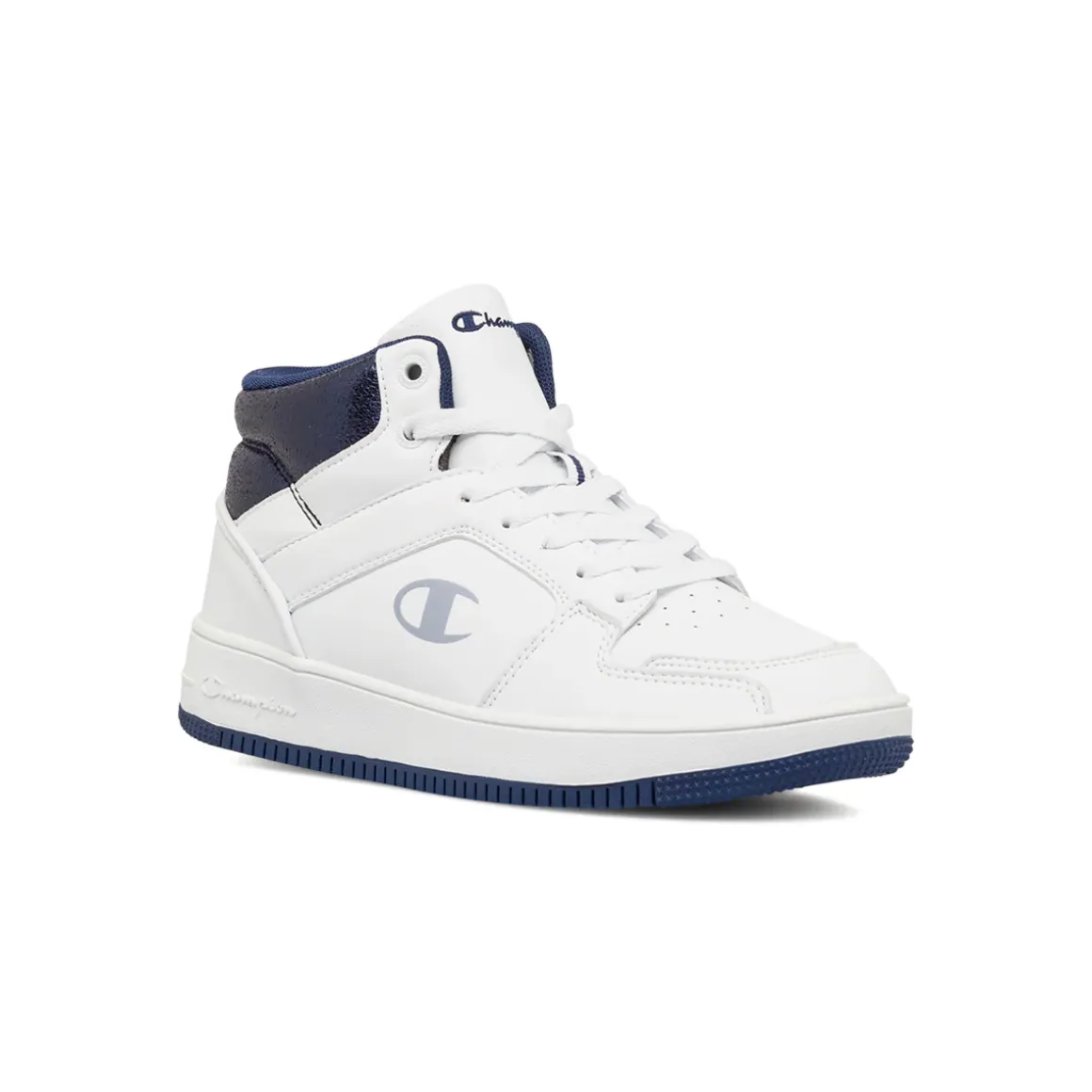 Sneakers alte da donna bianche con dettagli blu Champion Mid Foil