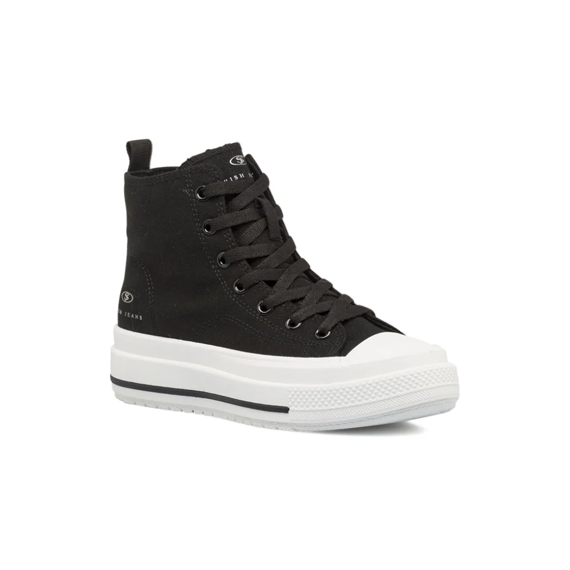 Sneakers alte da donna nere Swish Jeans con suola platform e zip