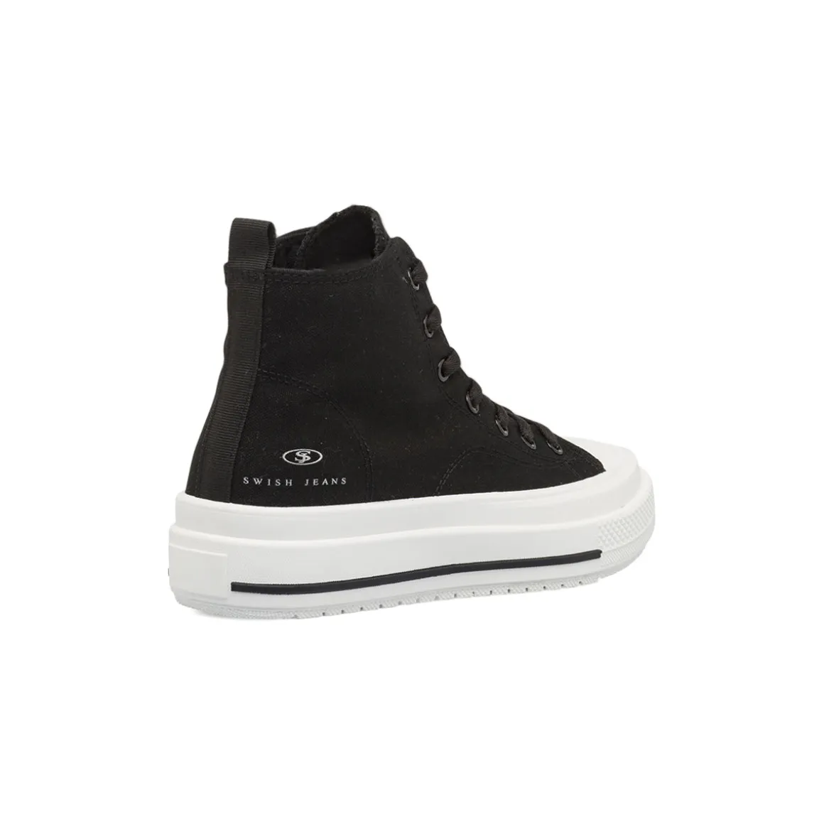 Sneakers alte da donna nere Swish Jeans con suola platform e zip