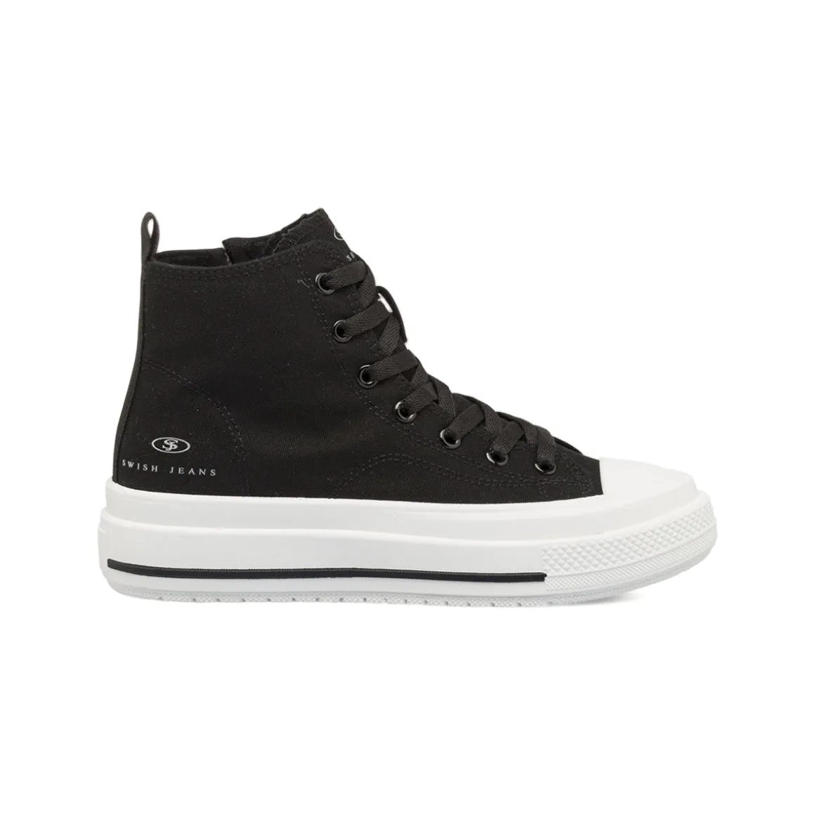 Sneakers alte da donna nere Swish Jeans con suola platform e zip