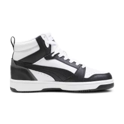 Sneakers alte da ragazzo bianche con dettagli neri e grigi Puma Rebound V6