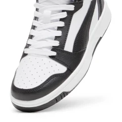 Sneakers alte da ragazzo bianche con dettagli neri e grigi Puma Rebound V6