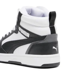 Sneakers alte da ragazzo bianche con dettagli neri e grigi Puma Rebound V6
