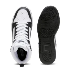 Sneakers alte da ragazzo bianche con dettagli neri e grigi Puma Rebound V6