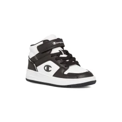 Sneakers alte da ragazzo bianche e nere con logo Champion Rebound 2.0 Mid