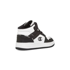 Sneakers alte da ragazzo bianche e nere con logo Champion Rebound 2.0 Mid